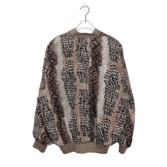 1980s Vintage Brown Snakeskin Reversible Bomber Jacket Large - Picture 2 of 10